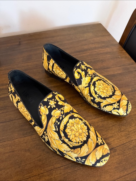 Versace Other - Versace Black & Yellow Baroque Slip-On Loafers